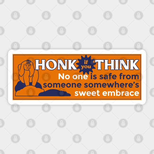 No One Is Safe Bumper Sticker orange blue Sticker by kindacoolbutnotreally